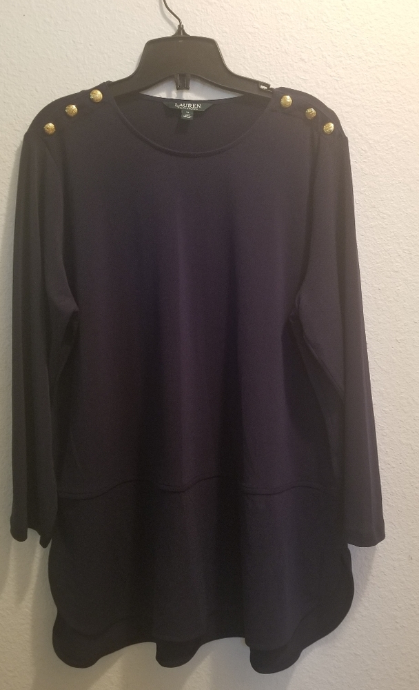Lauren by Ralph Lauren 1X Navy Long sleeve top.